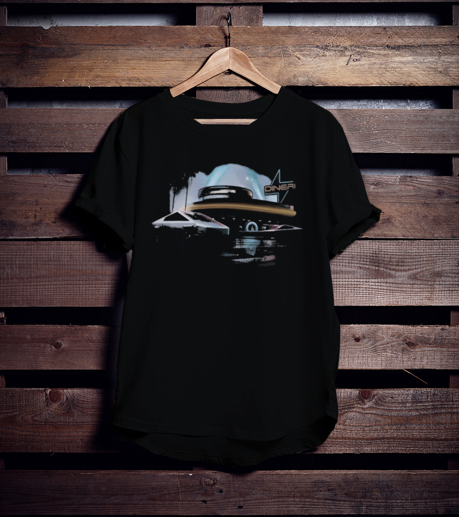 Tesla Hollywood Diner Neon Night Scene T-Shirt