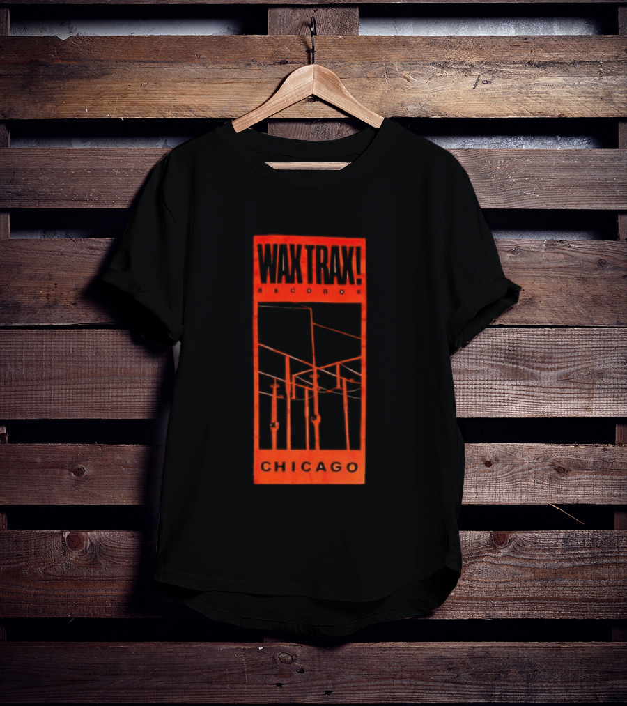 Wax Trax Chicago Skyline Power Lines T-Shirt