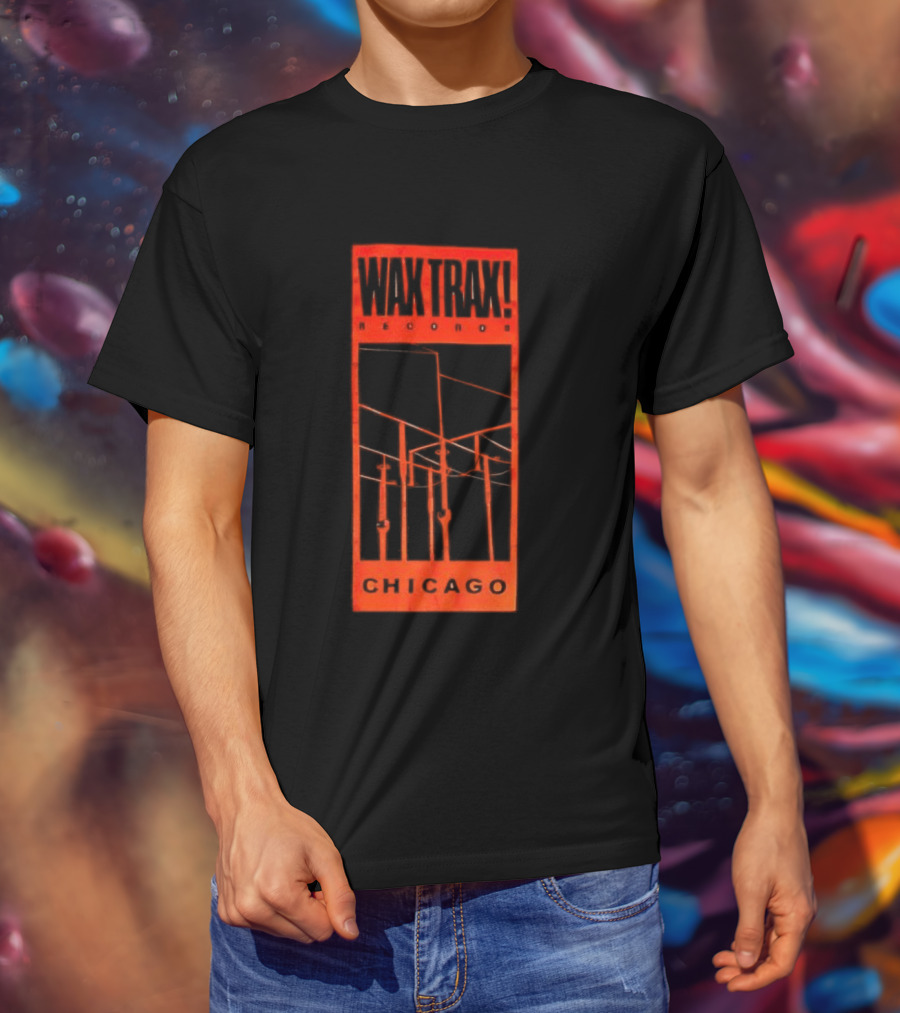 Wax Trax Chicago Skyline Power Lines T-Shirt