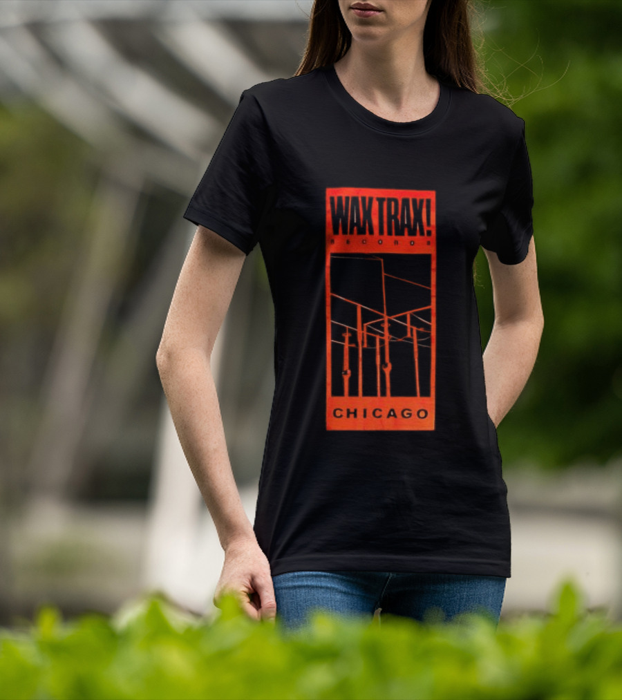 Wax Trax Chicago Skyline Power Lines T-Shirt