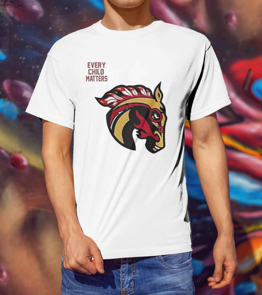 Calgary Wranglers Indigenous Heritage Every Child Matters Chinki Goodstoney T-Shirt