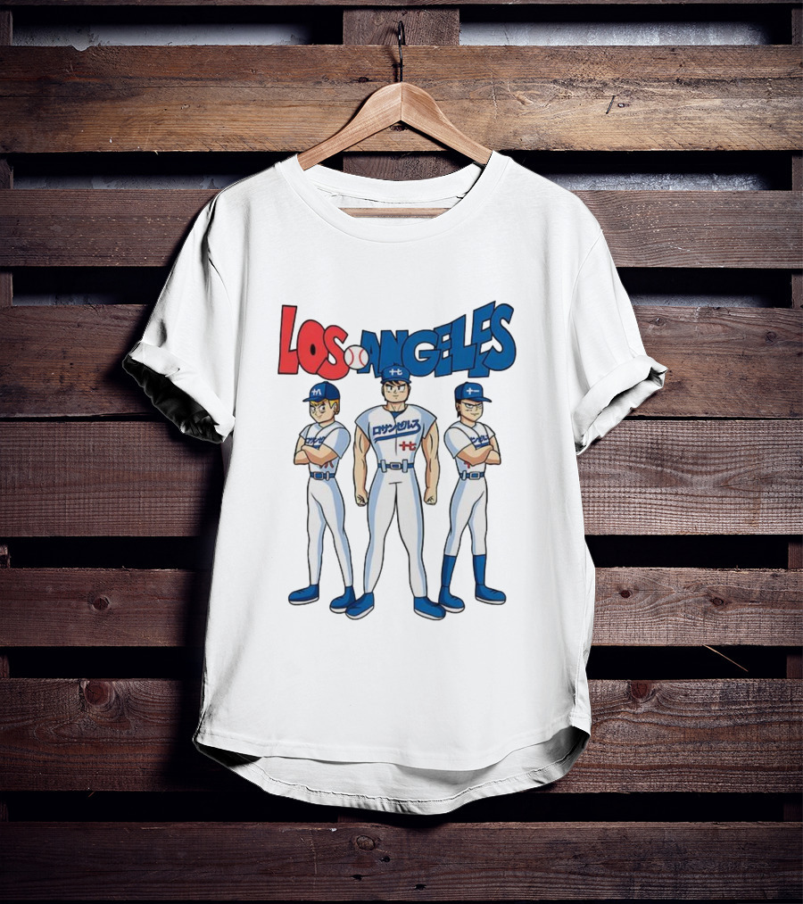 Los Angeles Baseball Z Anime Crossover Characters T-Shirt
