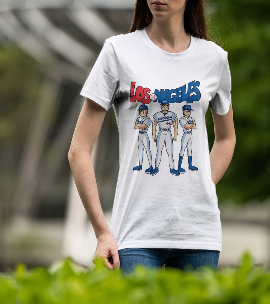 Los Angeles Baseball Z Anime Crossover Characters T-Shirt