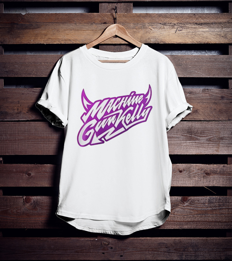 Machine Gun Kelly Ticket To My Downfall Tour 2025 Caricature Purple Stylized Text T-Shirt