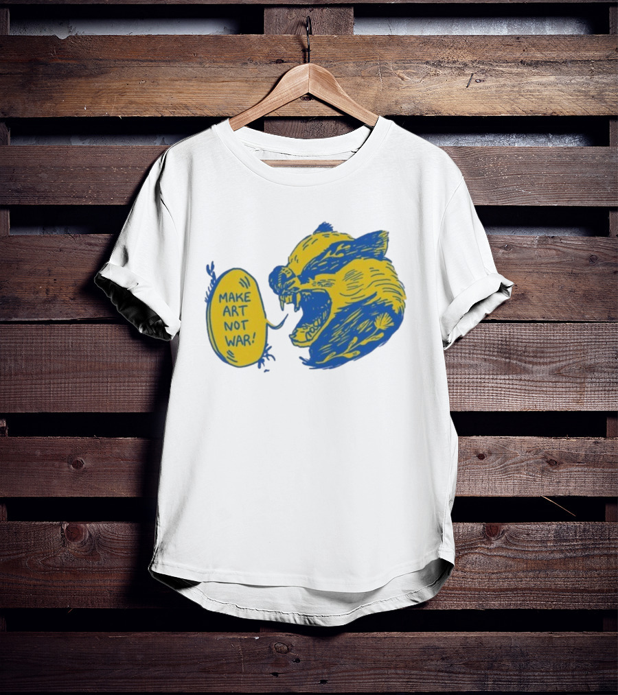 Make Art Not War Angry Wolverine Print T-Shirt