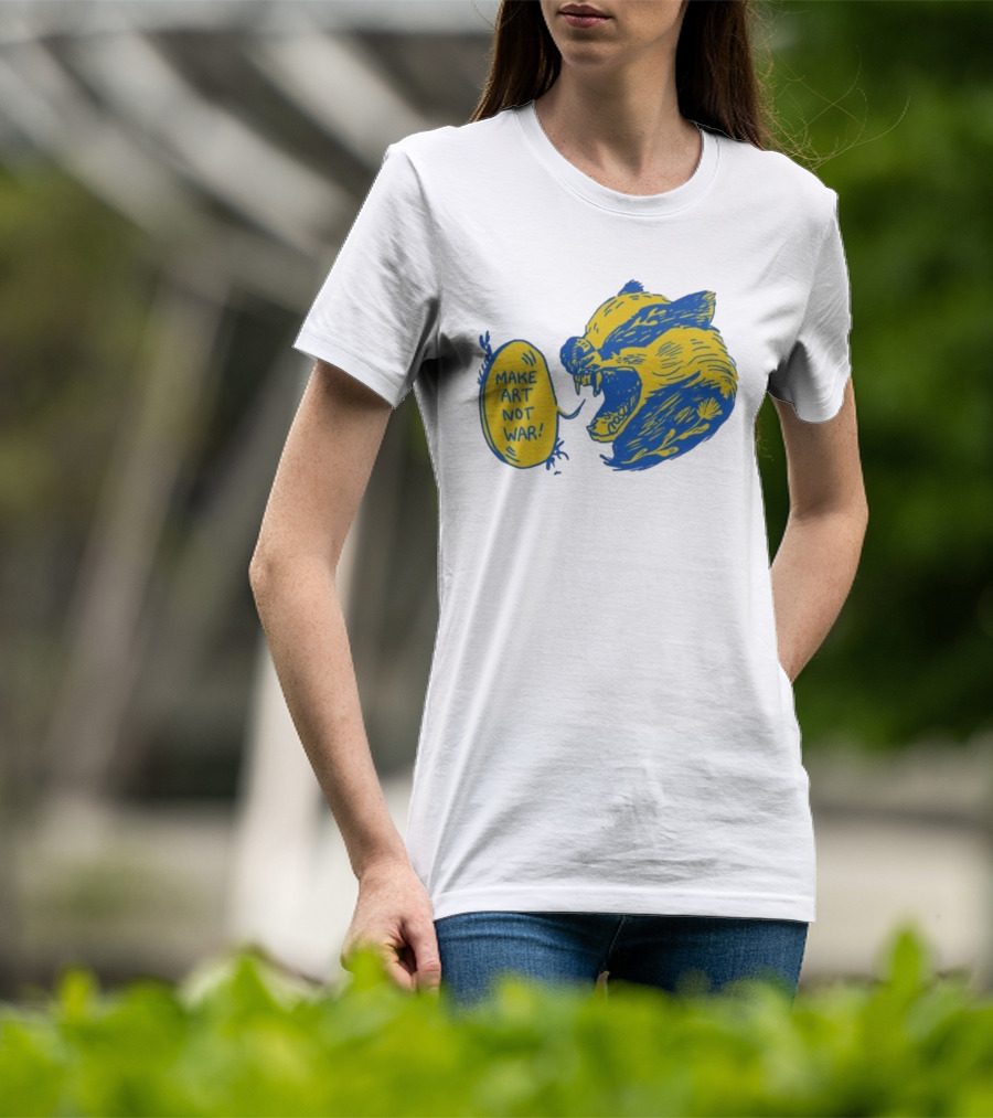 Make Art Not War Angry Wolverine Print T-Shirt