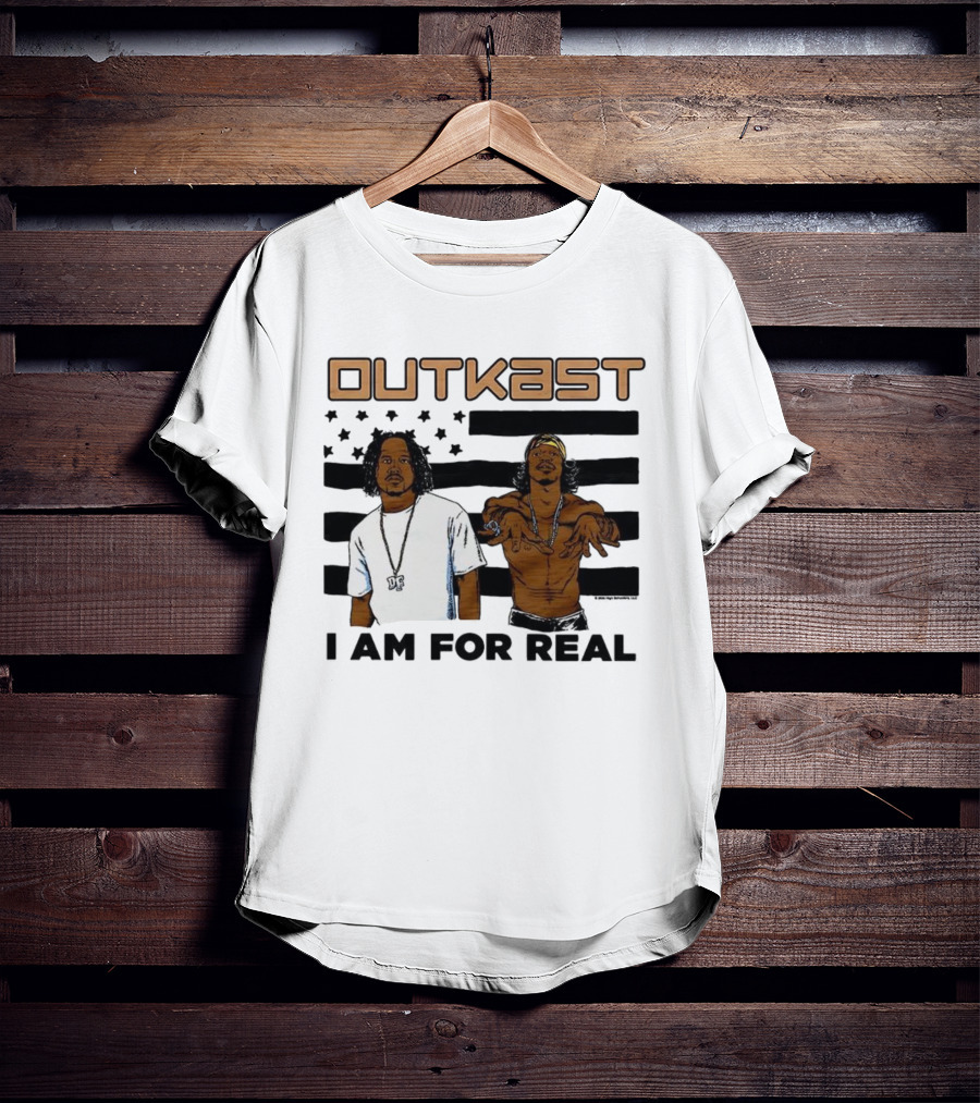 Outkast I Am For Real Flag Comic Style Duo Graphic T-Shirt