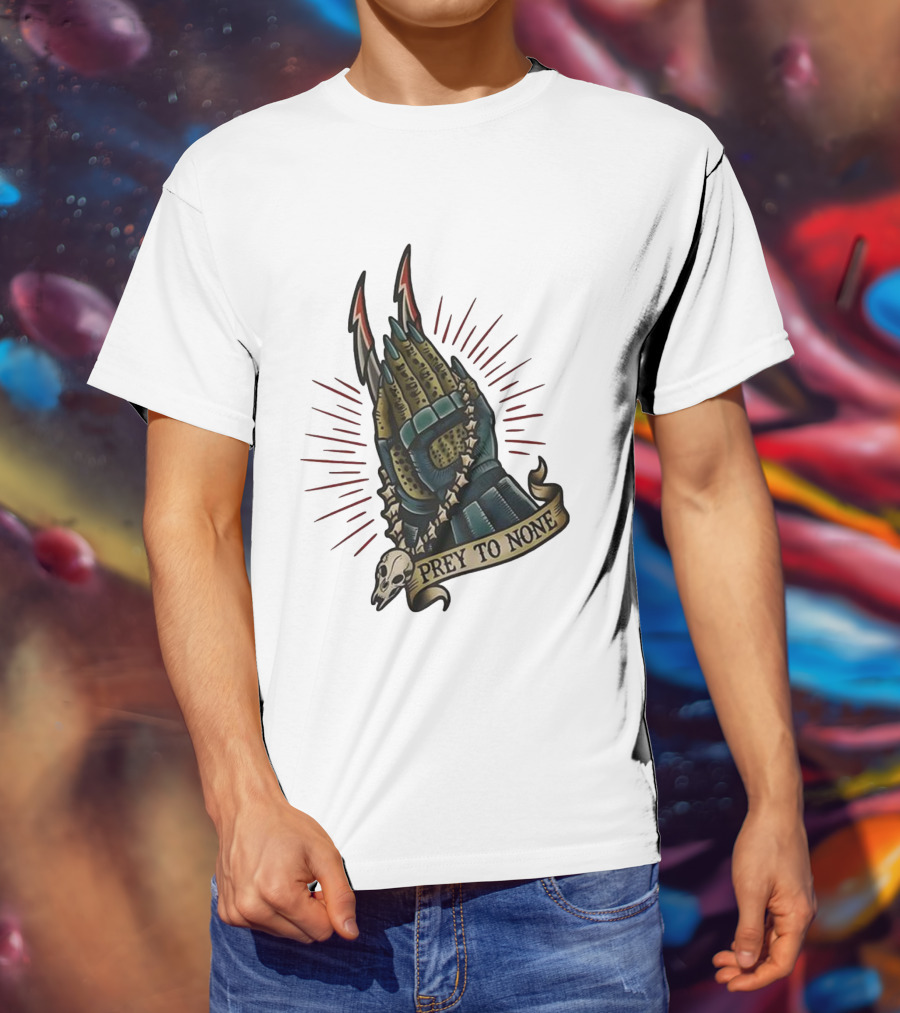 Prey To None Alien Claw With Skull And Star Chain T-Shirt