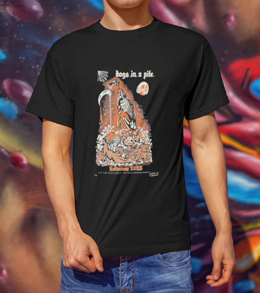 Dogs In A Pile From The Earth Brewing Company Halloween Roswell GA October 31 2025 T-Shirt