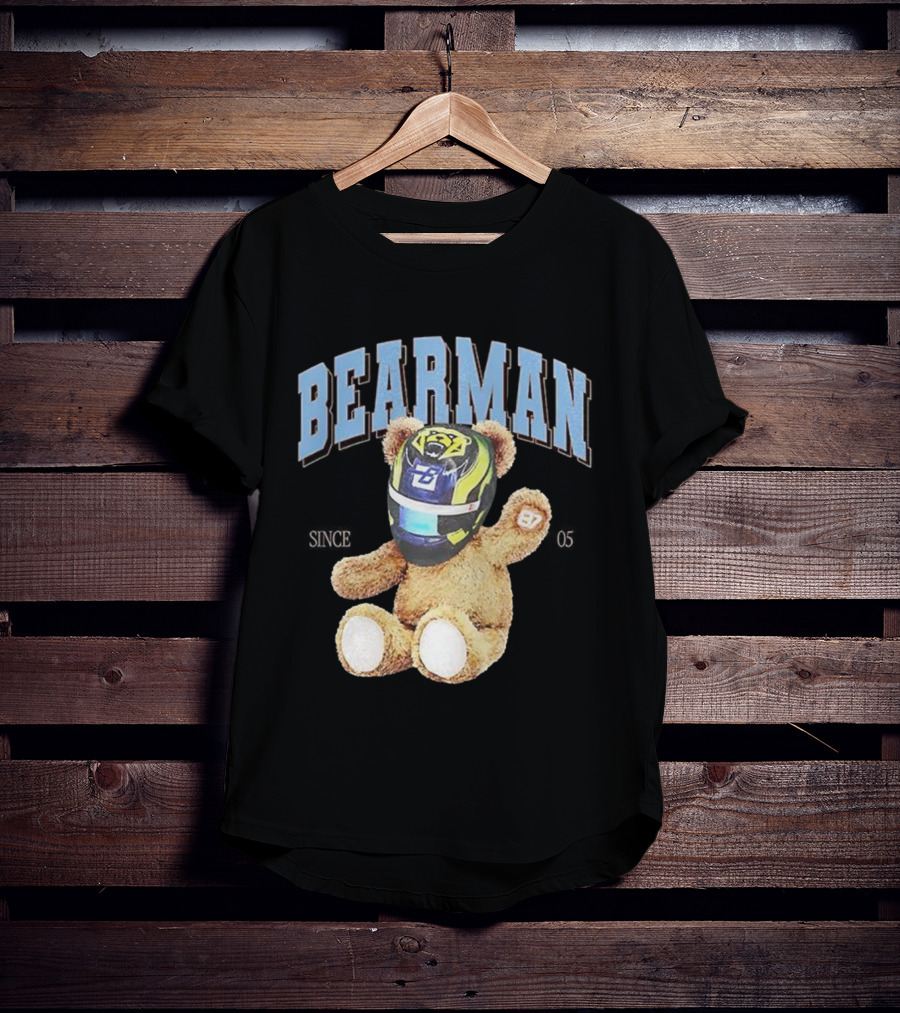 Bearman Teddy With F1 Racing Helmet T-Shirt