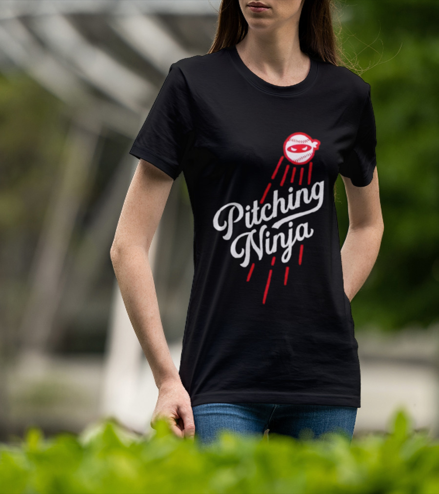 Pitching Ninja Baseball Ninja Los Angeles Dodgers MLB T-Shirt
