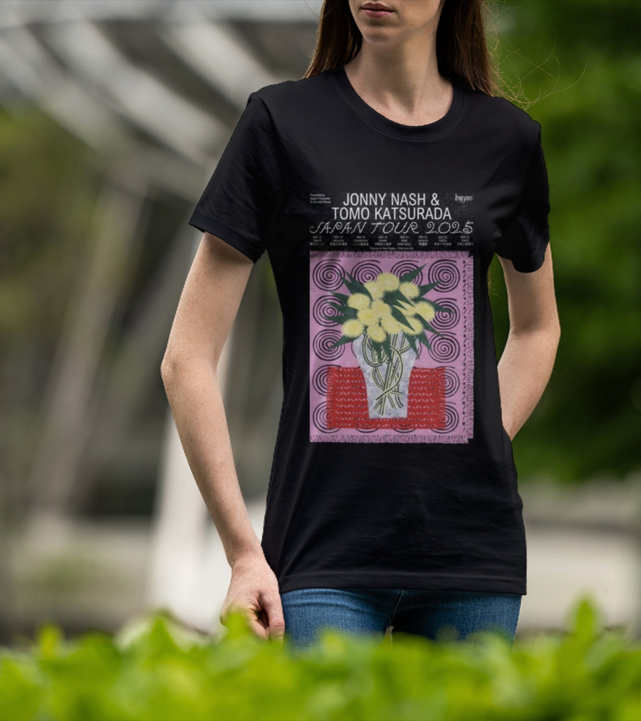 Tomo Katsurada X Jonny Nash Japan Tour 2025 Flowers Vase Art T-Shirt