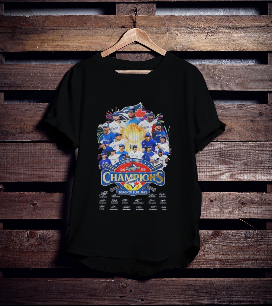 World Series 2025 Champions Toronto Blue Jays Signed MLB Players Celebration T-Shirt