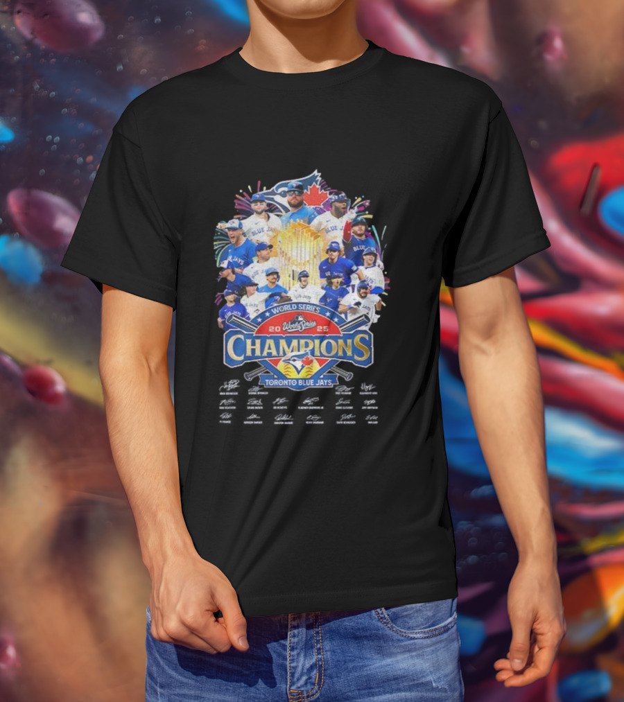 World Series 2025 Champions Toronto Blue Jays Signed MLB Players Celebration T-Shirt