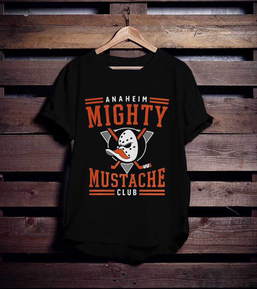 Anaheim Mighty Mustache Club Ducks Hockey Mask T-Shirt