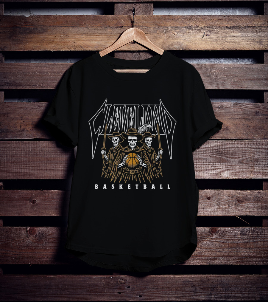 Cleveland Cavaliers Skeletons Halloween Basketball Trio T-Shirt