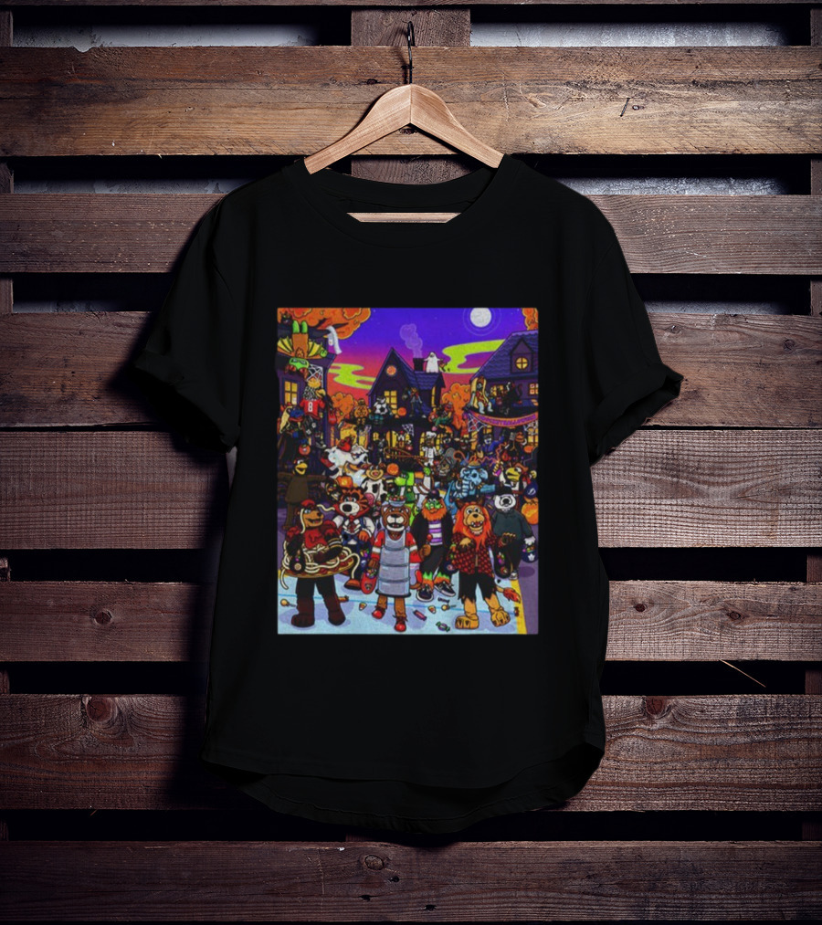 Mascot Mayhem Halloween Hockey Night Party Scene T-Shirt