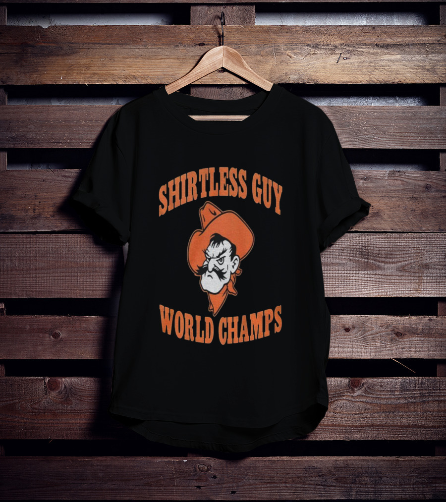 Oklahoma State Cowboys Pistol Pete Less Guy World Champs T-Shirt