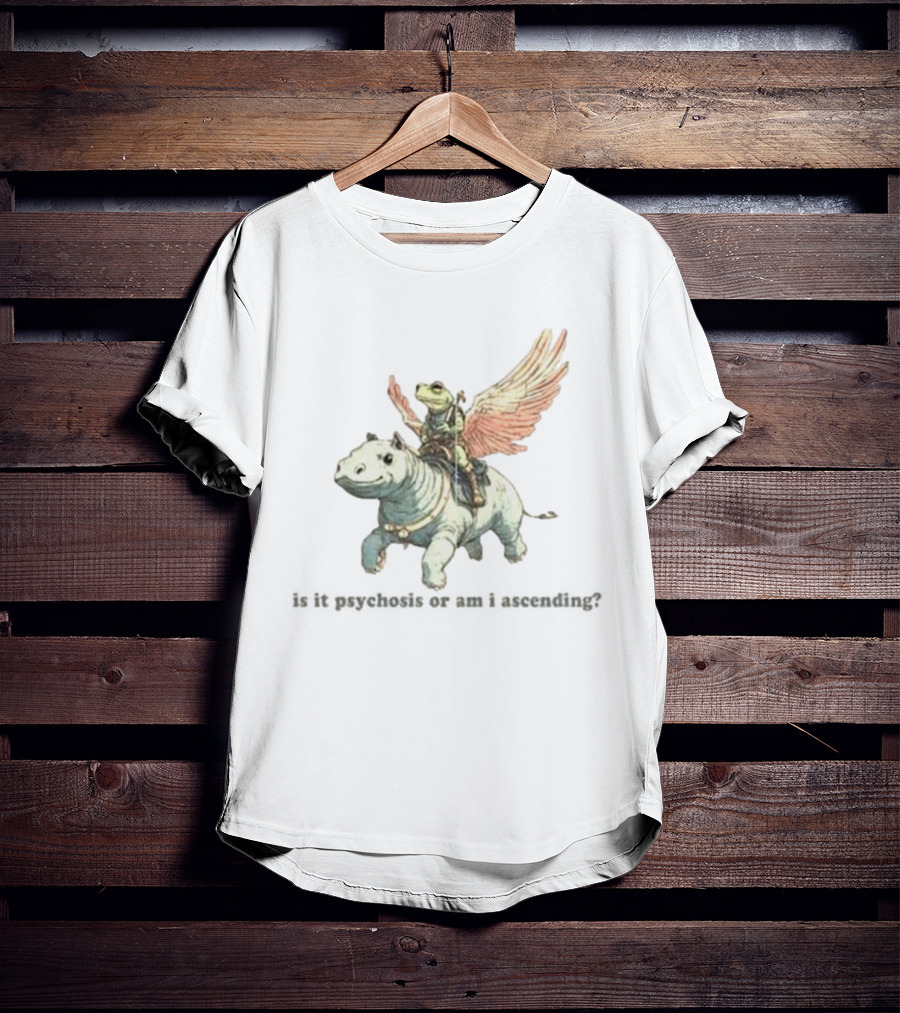 Frog Riding Flying Hippo Psychosis Or Ascension T-Shirt