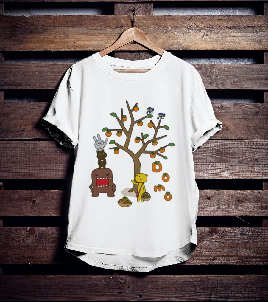 Domo Fall Harvest With Cartoon Characters And Persimmons T-Shirt