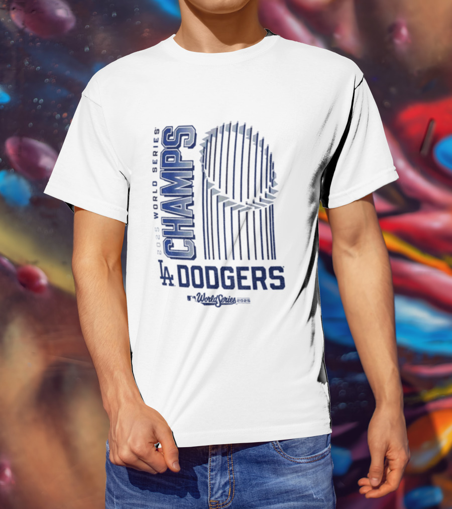 Los Angeles Dodgers 2025 World Series Champs Trophy Logo T-Shirt