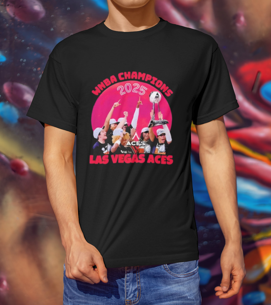 WNBA Champions 2025 Las Vegas Aces Pink Moon Celebration T-Shirt