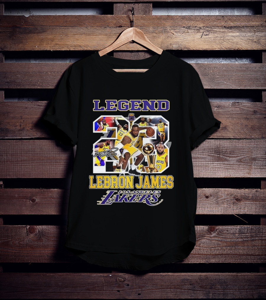 Legend Lebron James Lakers Los Angeles Number 23 Collage Signature T-Shirt