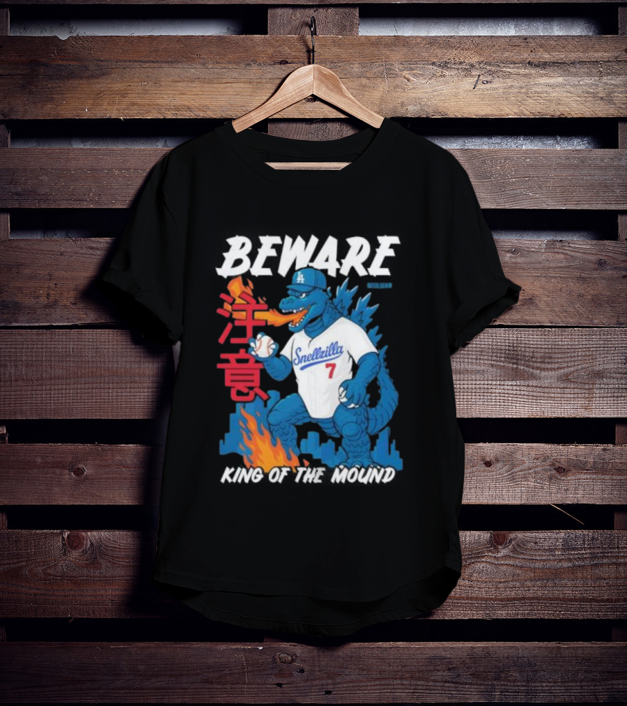Los Angeles Snellzilla Baseball Monster King Of The Mound T-Shirt