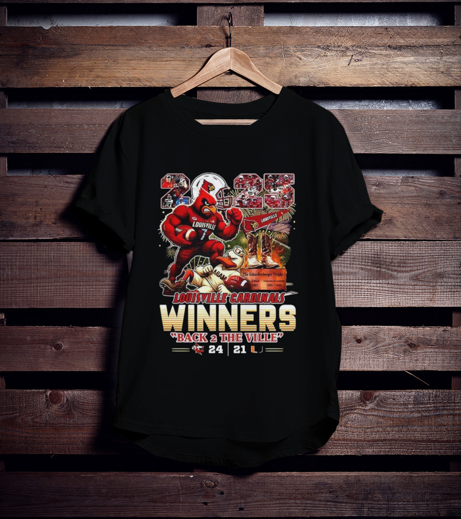 Louisville Cardinals Winners Back 2 The Ville 2025 Schnellenberger Trophy T-Shirt