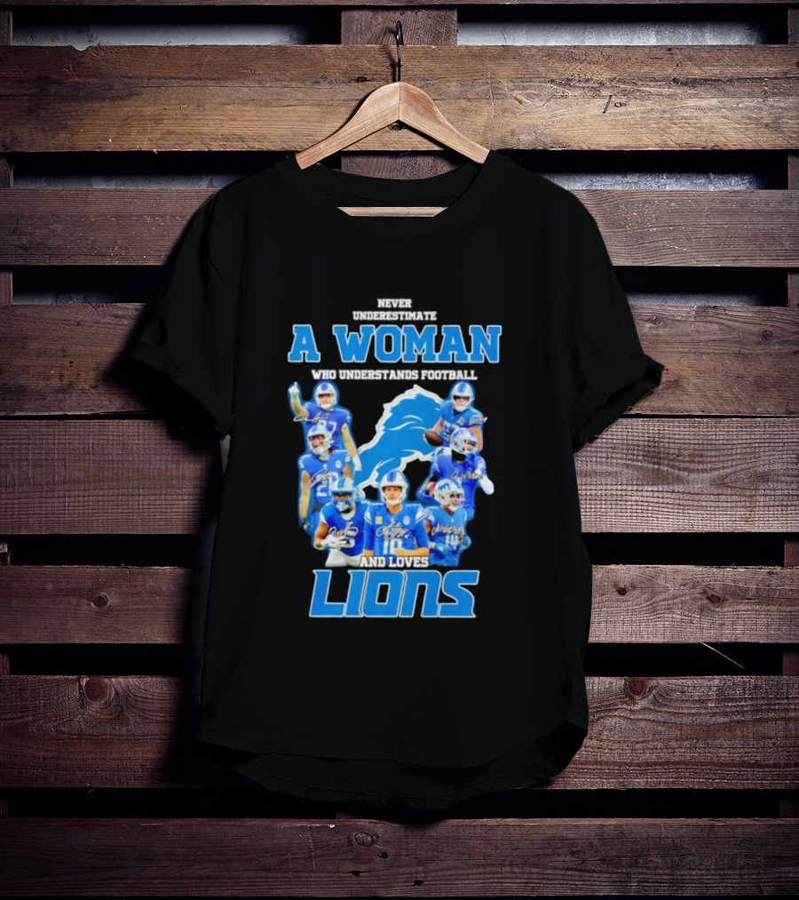 A Woman Who Understands Football And Loves Lions Players T-Shirt