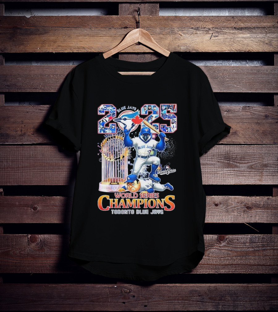 Toronto Blue Jays 2025 World Series Champions Trophy Firework Mascot Celebration T-Shirt