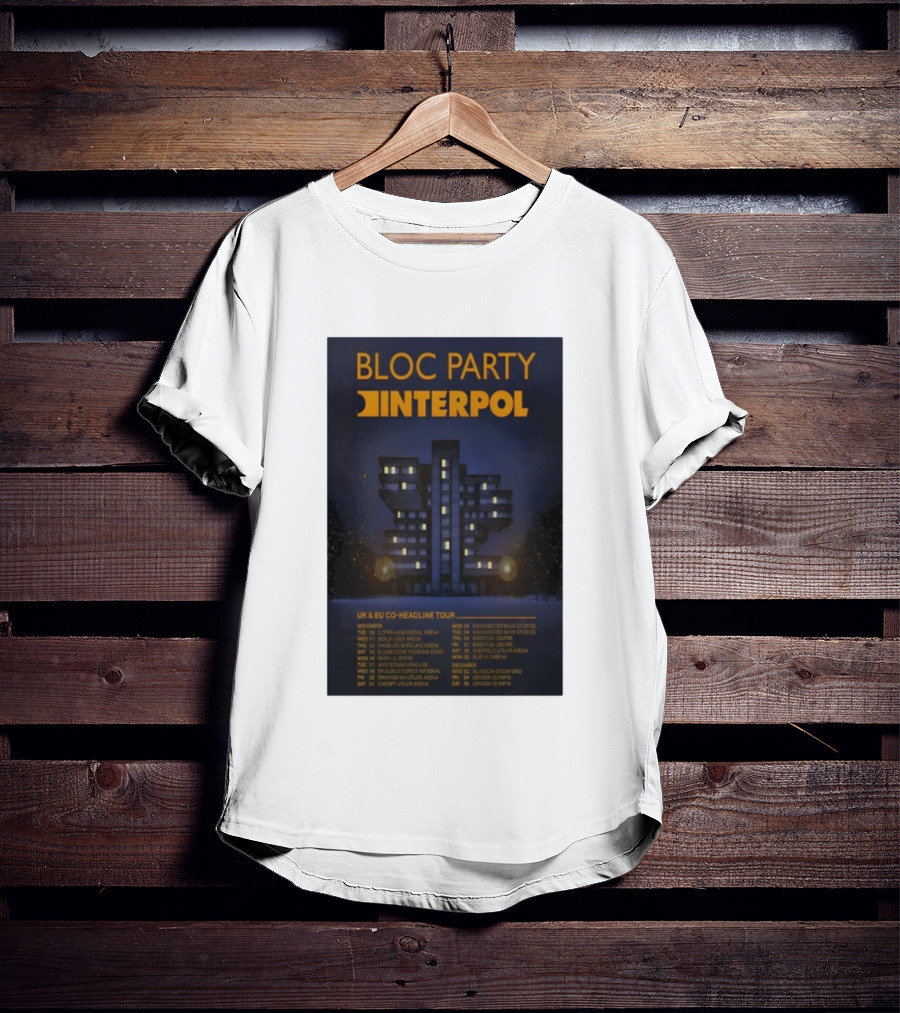 Bloc Party Interpol UK EU Co-Headline Tour November 2026 T-Shirt