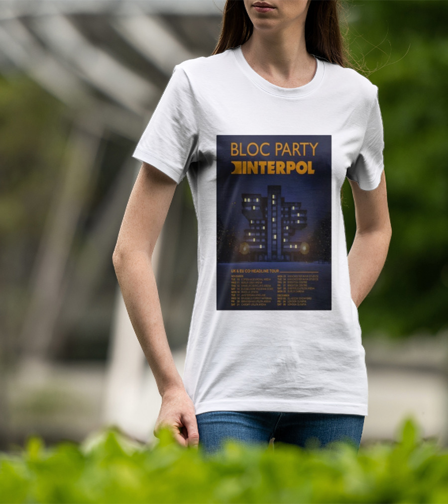 Bloc Party Interpol UK EU Co-Headline Tour November 2026 T-Shirt