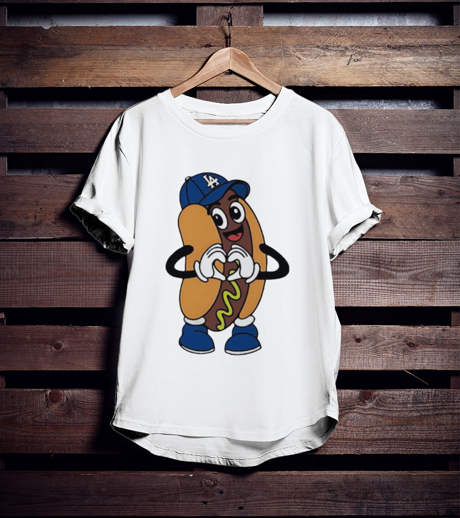 Dodger Dog LA Hat Hot Dog Los Angeles Dodgers Baseball Character T-Shirt
