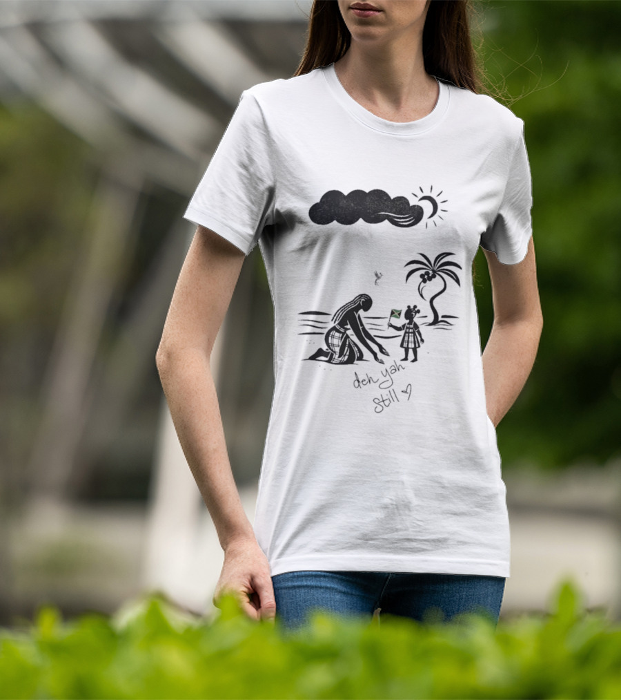 Jodie Turner-Smith X Project Hope Deh Yah Still Jamaican Flag Palm Tree Clouds Sun T-Shirt
