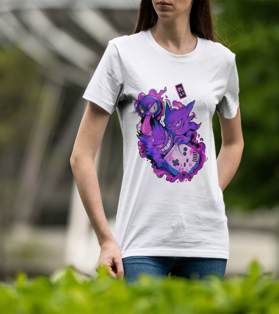 Gastly Haunter Gengar Retro Game Console Pokemon Art霊 T-Shirt