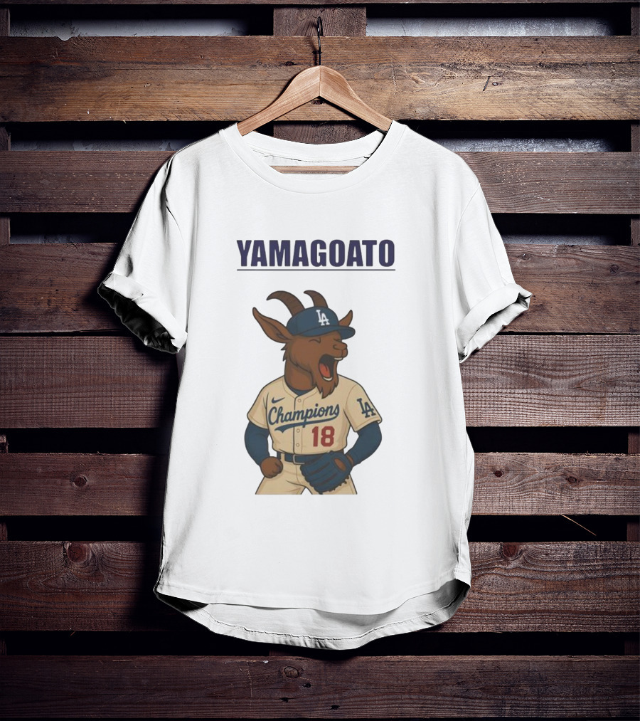 Yamagoato Champions LA 18 Goat Baseball Illustration T-Shirt
