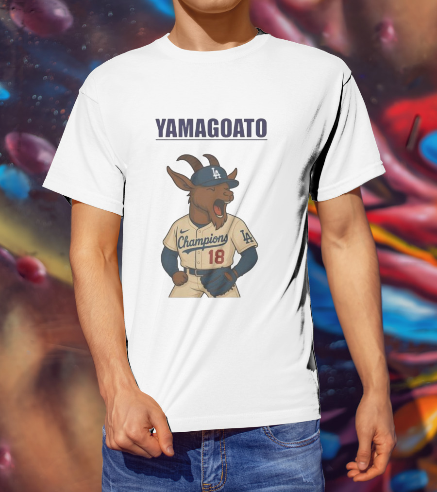Yamagoato Champions LA 18 Goat Baseball Illustration T-Shirt