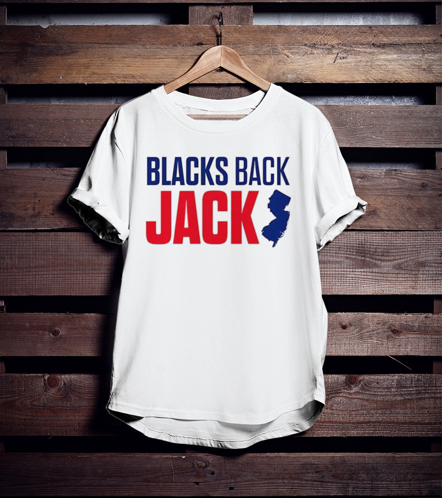Blacks Back Jack New Jersey Map Support T-Shirt