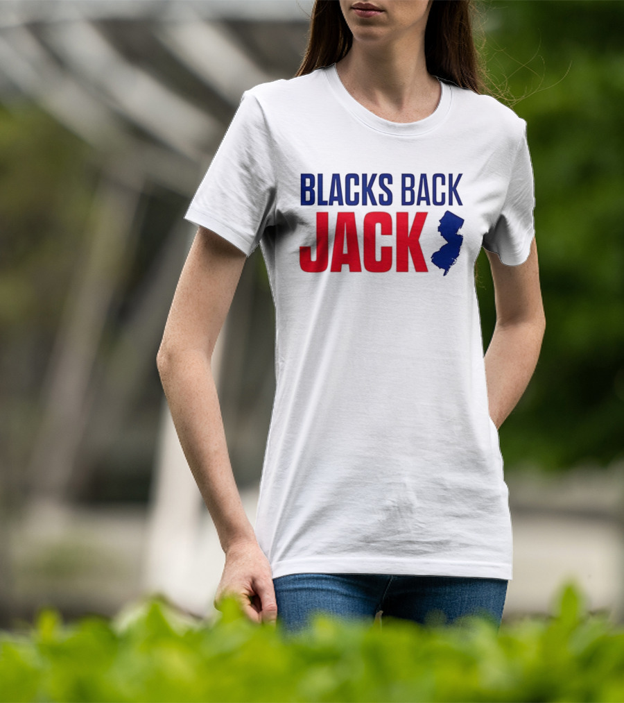 Blacks Back Jack New Jersey Map Support T-Shirt