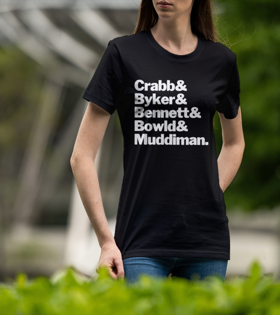 Crabb Byker Bennett Bowld Muddiman Iconic Names List T-Shirt