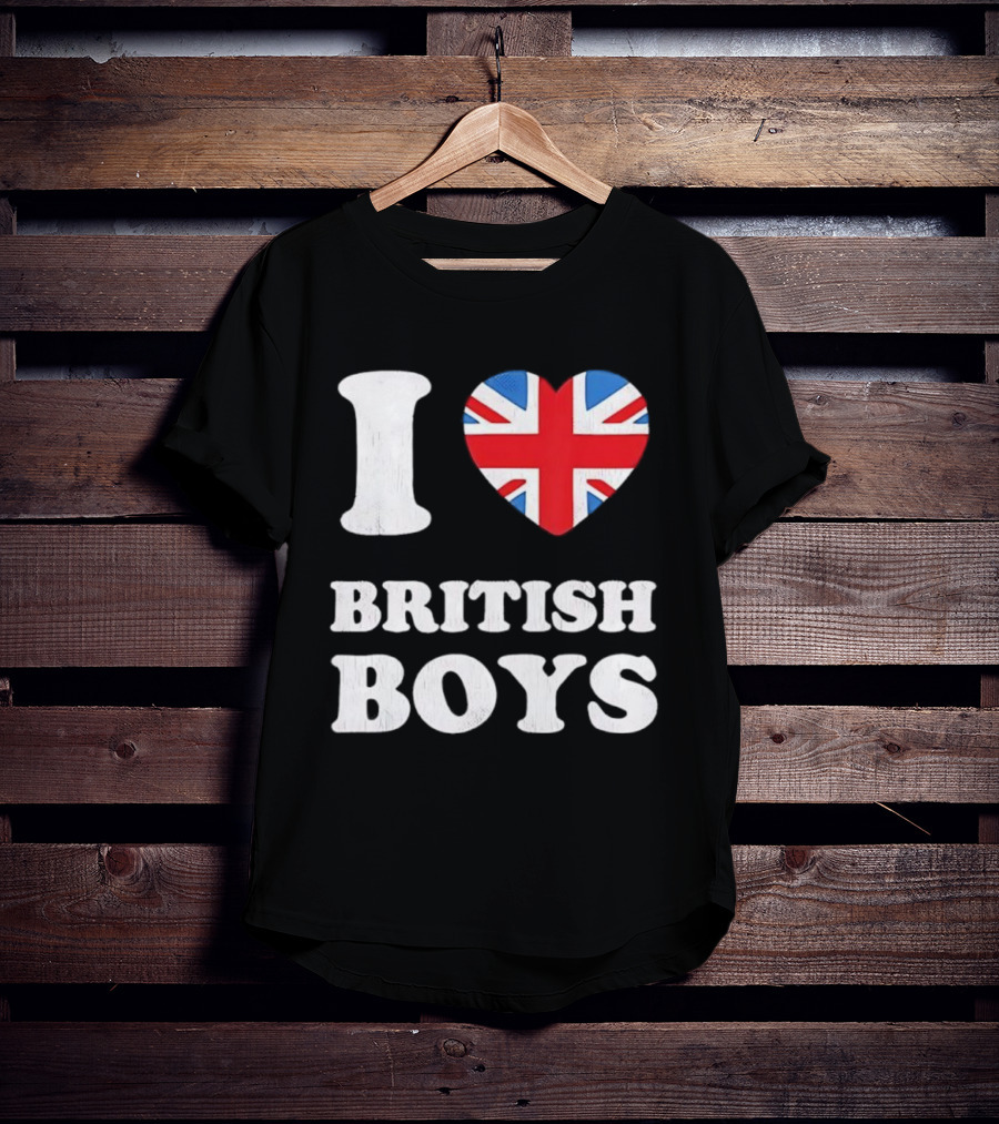 I Love British Boys Union Jack Heart Design T-Shirt