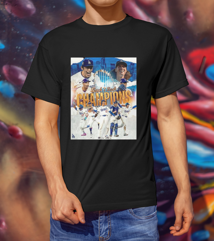 Back 2 Back Champions Los Angeles Dodgers 2025 Celebration T-Shirt