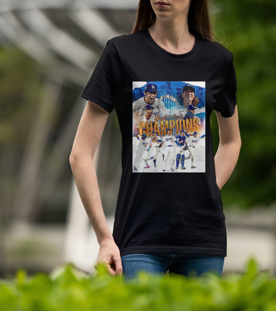 Back 2 Back Champions Los Angeles Dodgers 2025 Celebration T-Shirt