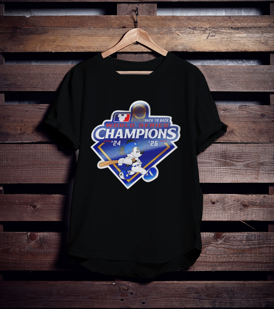 Back To Back World Series Champions '24 '25 Mickey Mouse Dodgers T-Shirt
