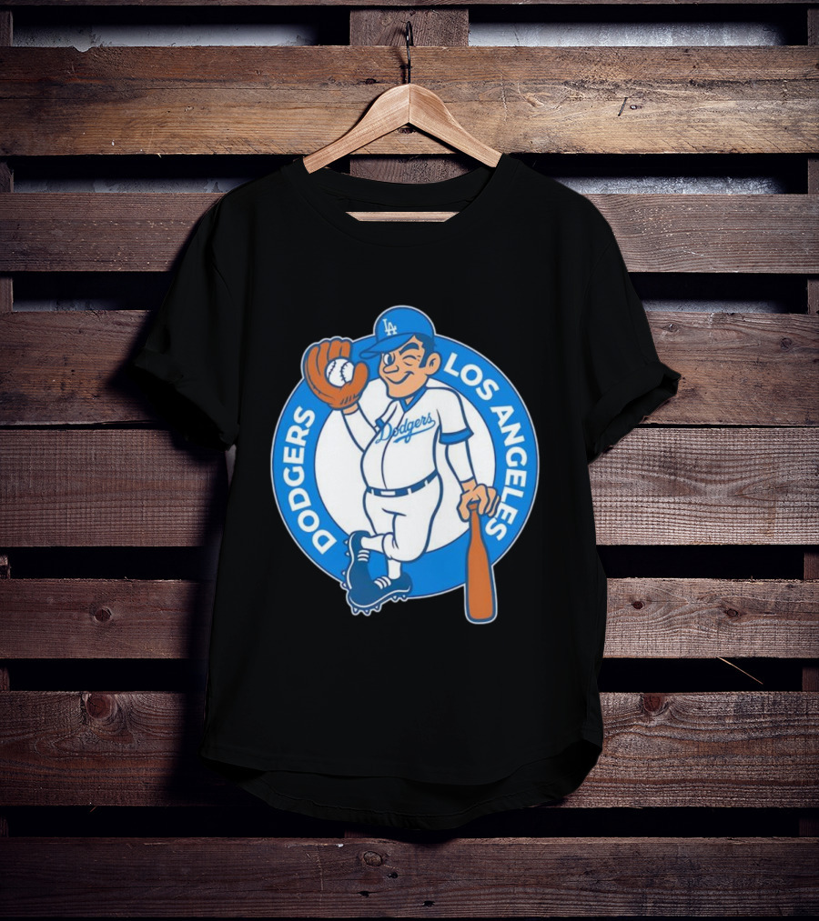 Los Angeles Dodgers Vintage Cartoon Character MLB Team Retro Style T-Shirt