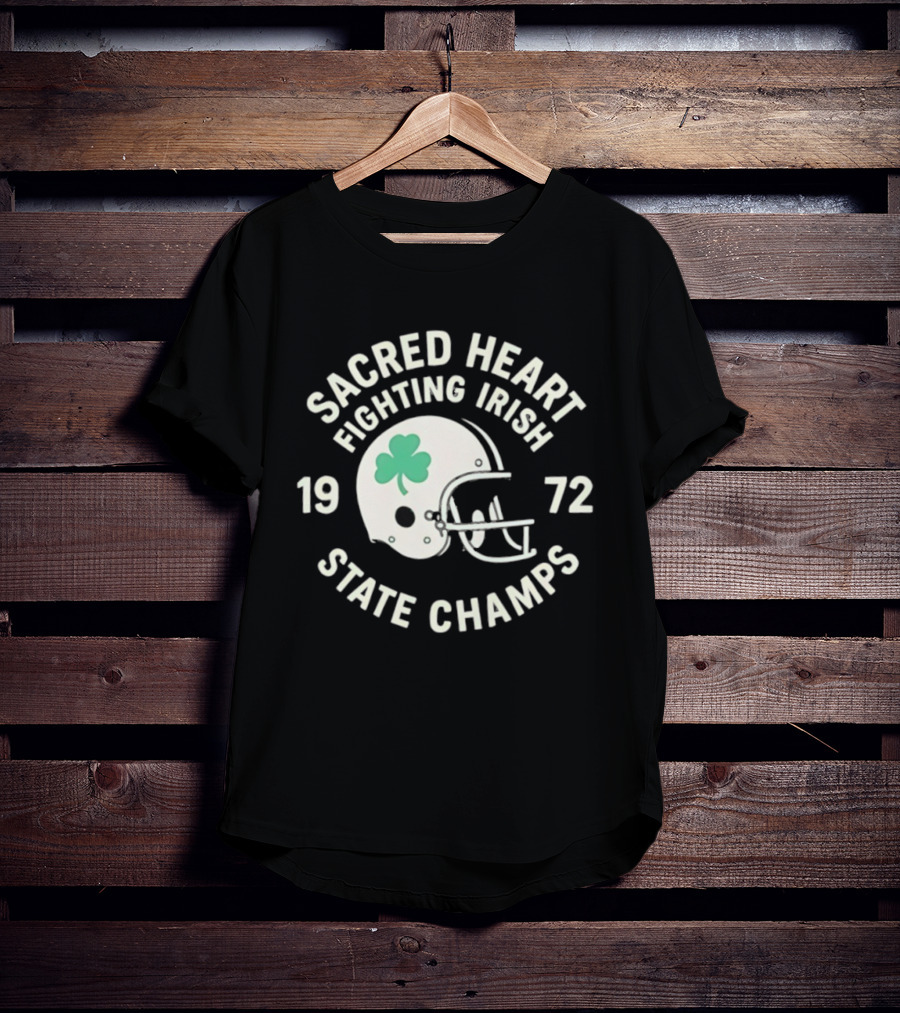 Sacred Heart Fighting Irish 1972 State Champs Football Helmet T-Shirt