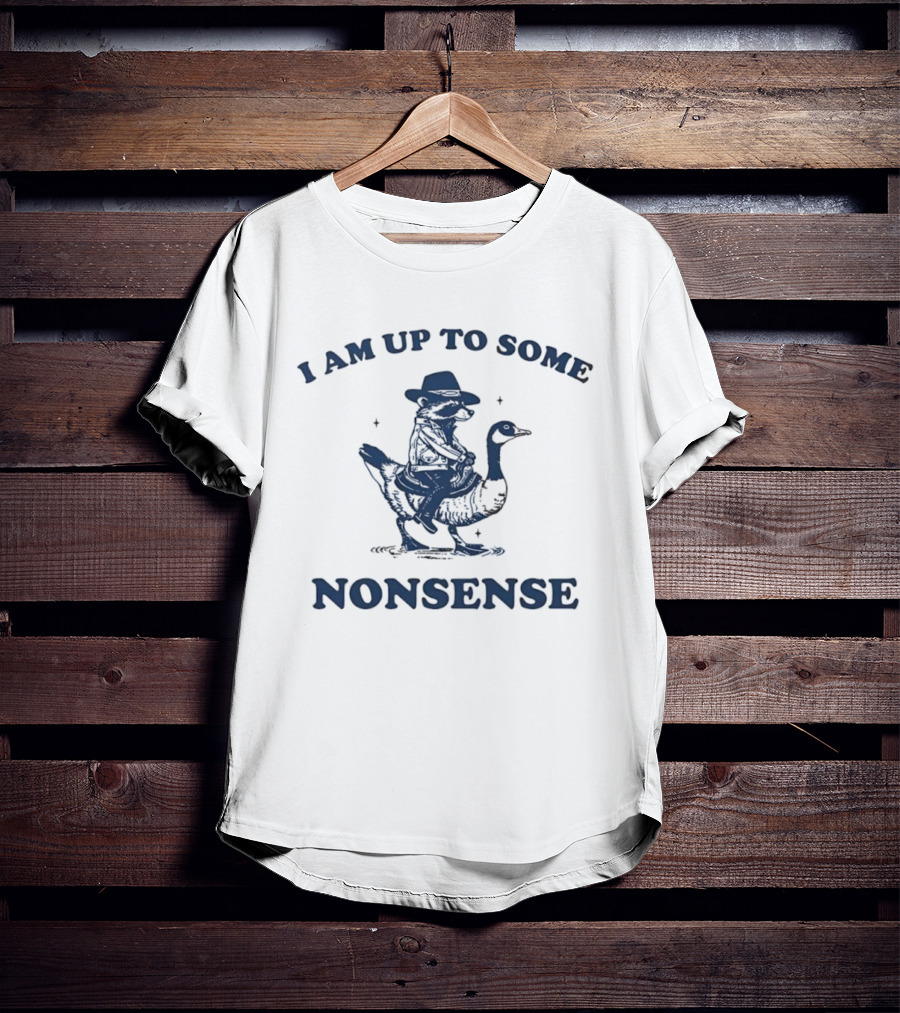 I Am Up To Some Nonsense Raccoon Riding Duck Cowboy Hat Fun T-Shirt