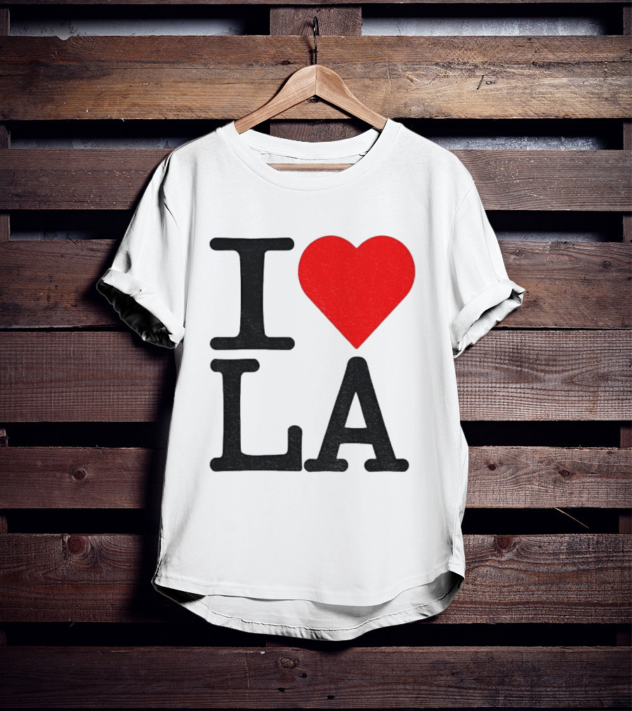 Los Angeles Dodgers Fan I Love LA Heart Classic Iconic Text T-Shirt
