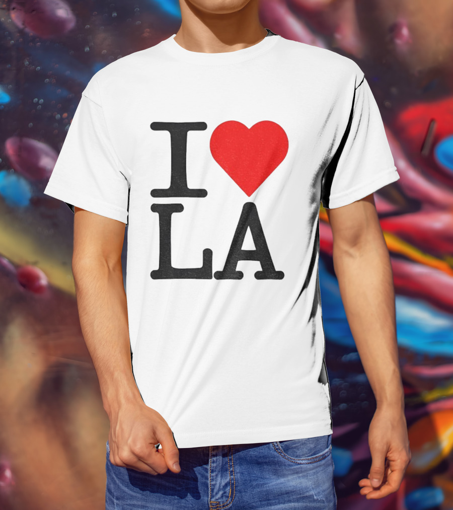 Los Angeles Dodgers Fan I Love LA Heart Classic Iconic Text T-Shirt